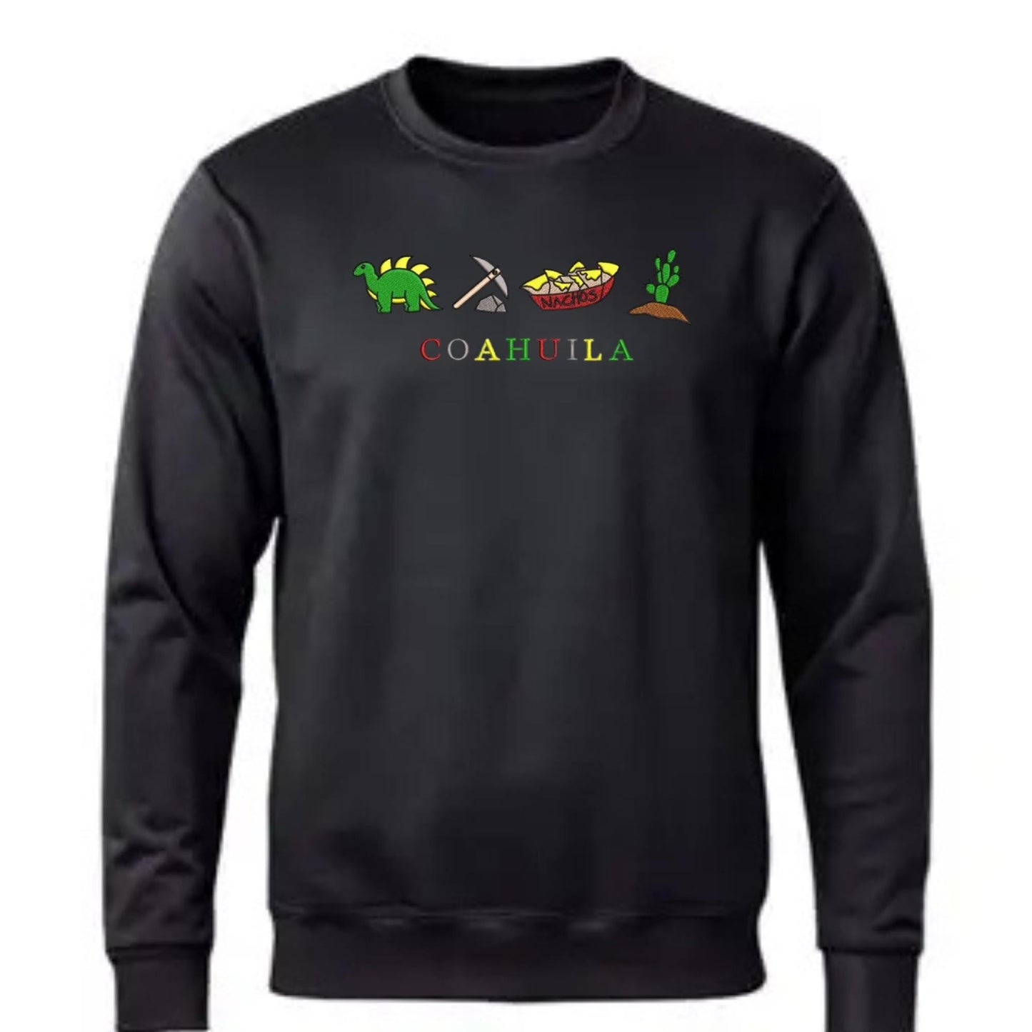 Mexico States Embroidered Crewneck Sonora, Michoacan, Veracruz, Nayarit, Queretaro Colima, Durango, Coahuila, Zacatecas.