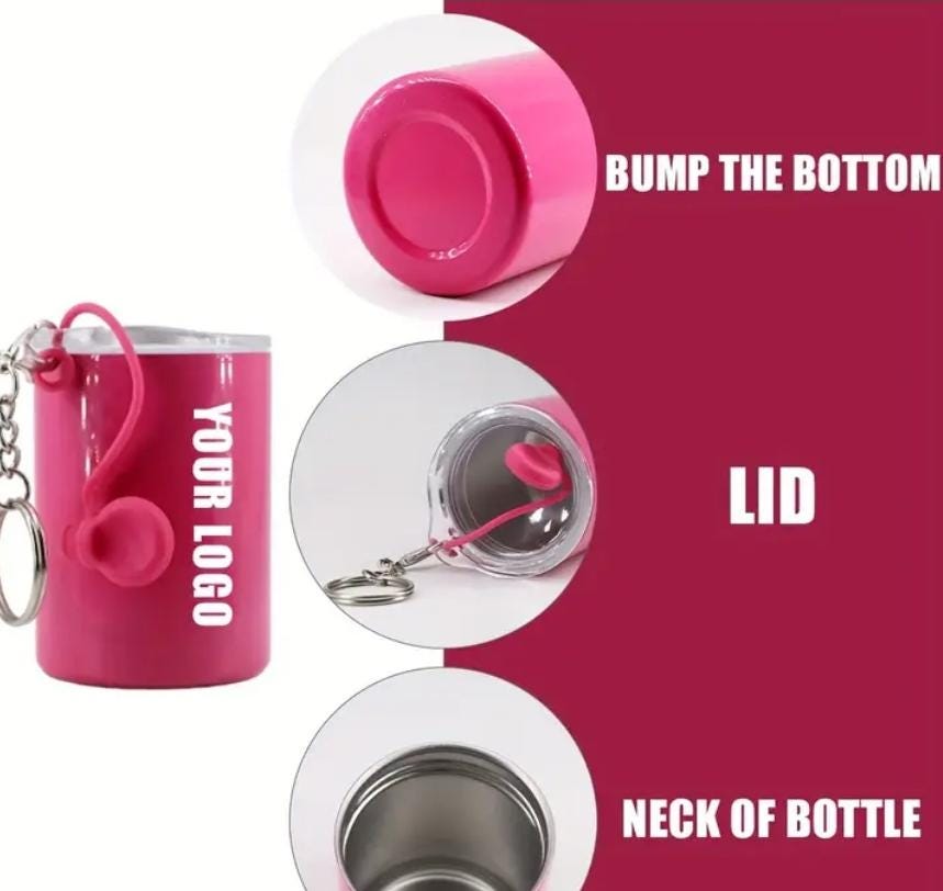 Personalized 3oz mine tumblers keychain.
