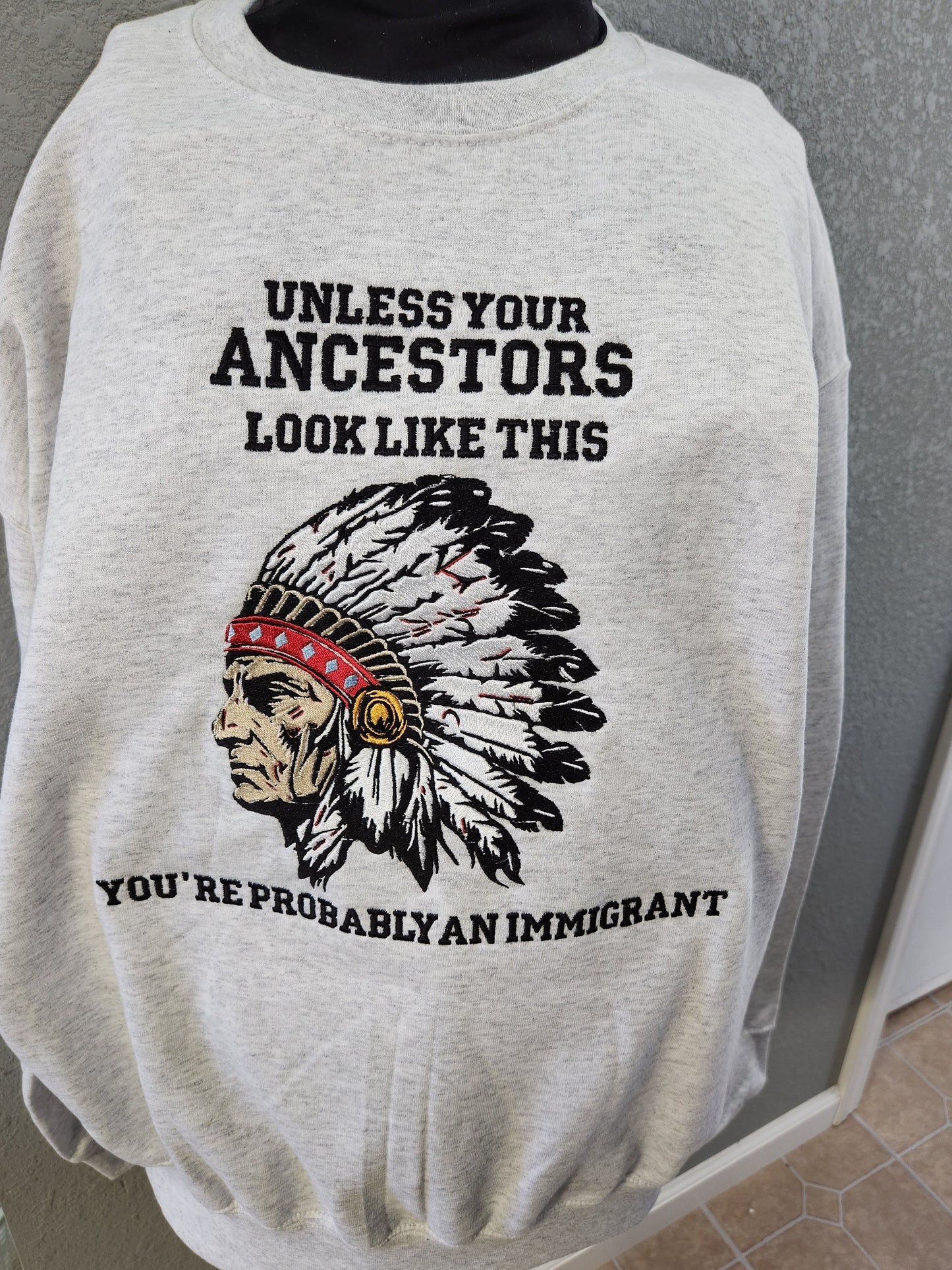 Native American Embroidery Crew Neck Sweater/Hoodie