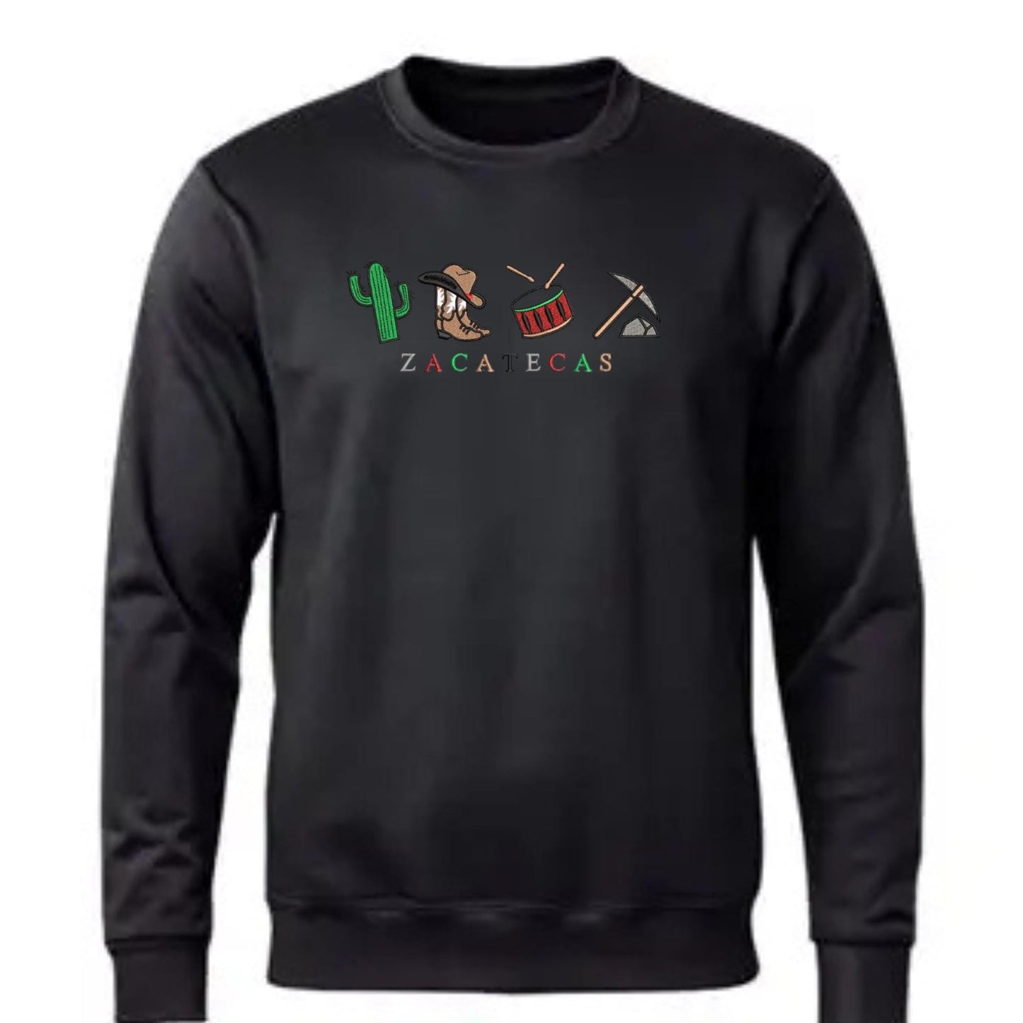 Mexico States Embroidered Crewneck Sonora, Michoacan, Veracruz, Nayarit, Queretaro Colima, Durango, Coahuila, Zacatecas.