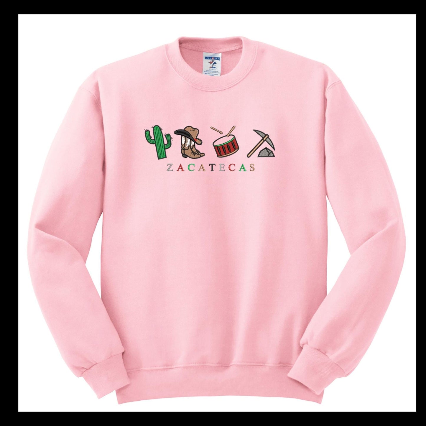 Mexico States Embroidered Crewneck Sonora, Michoacan, Veracruz, Nayarit, Queretaro Colima, Durango, Coahuila, Zacatecas.