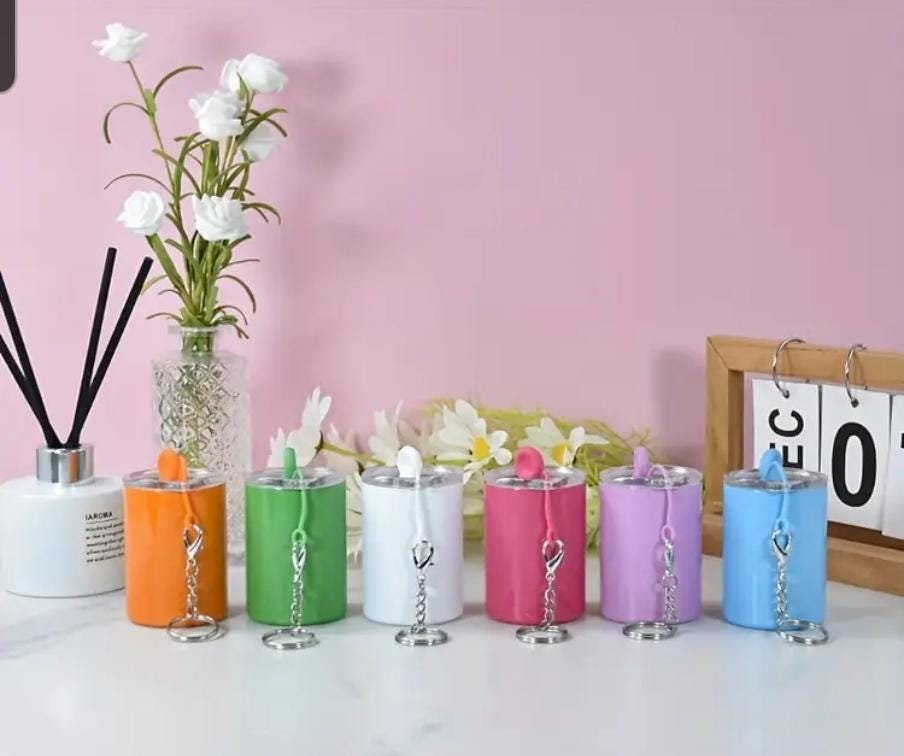 Personalized 3oz mine tumblers keychain.