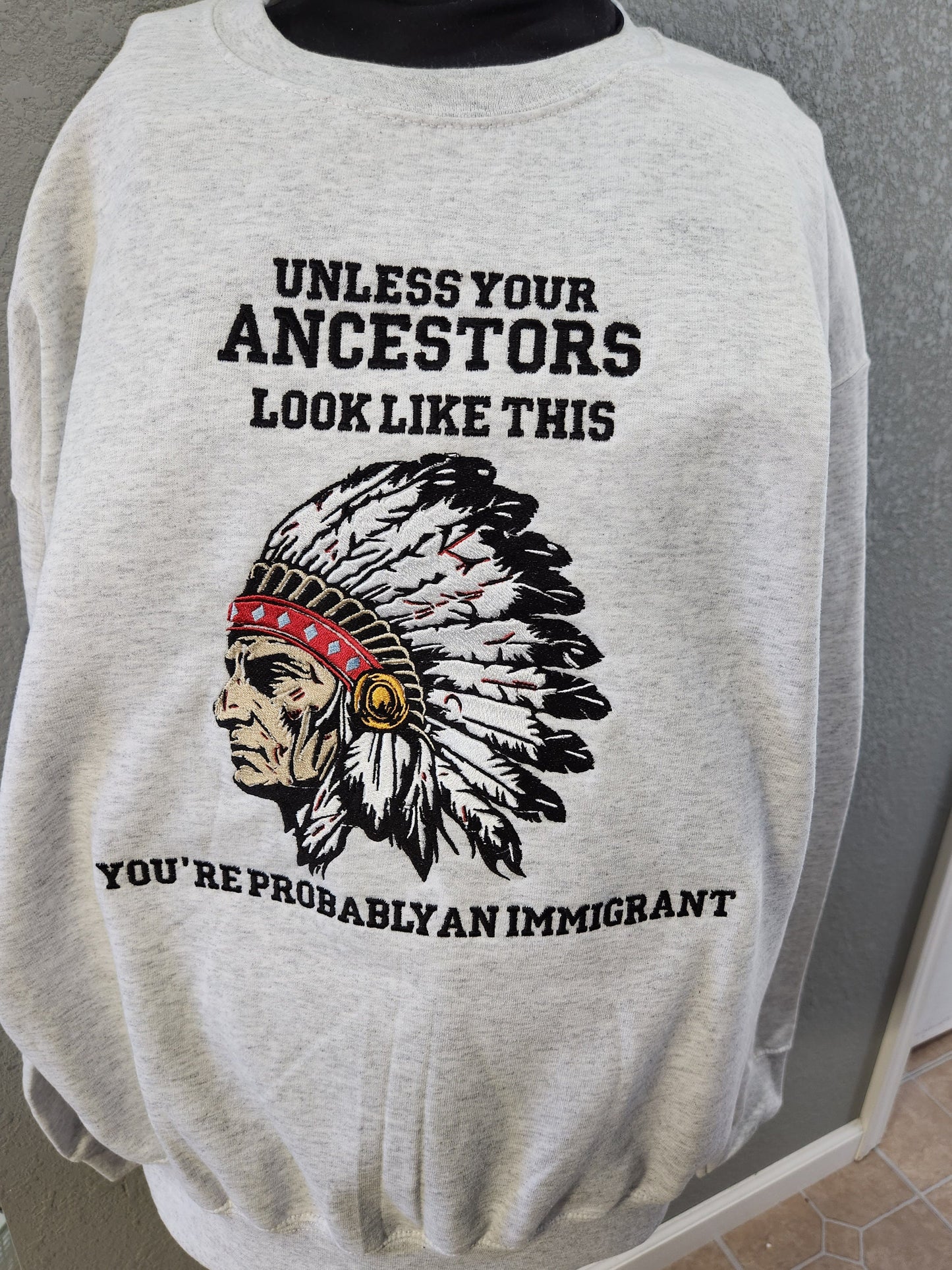 Native American Embroidery Crew Neck Sweater/Hoodie