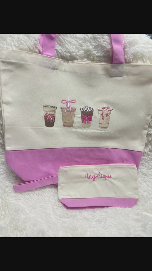 Personalized Coffee Lovers Embroidered Tote