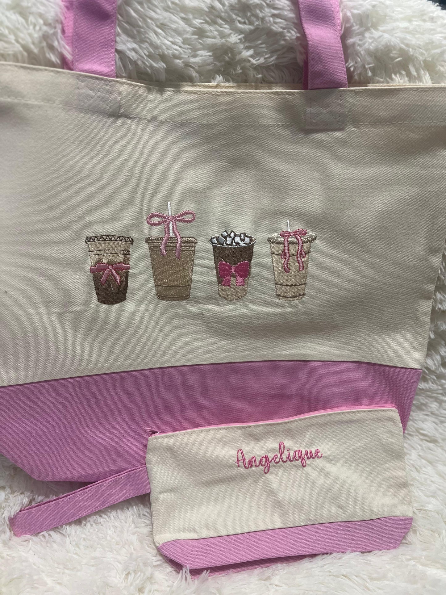 Personalized Coffee Lovers Embroidered Tote